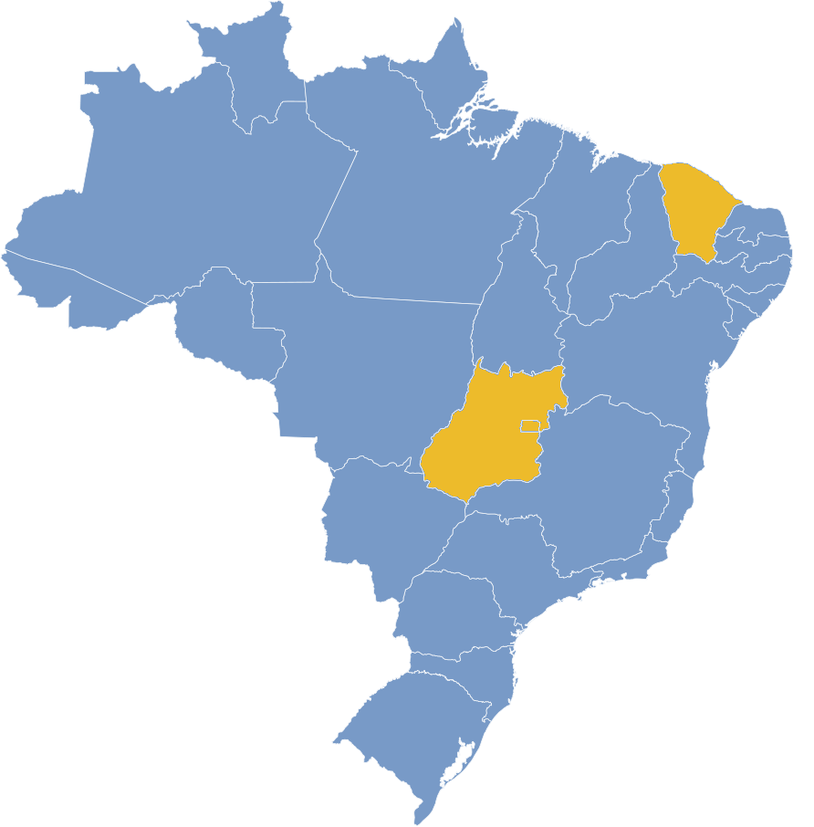 mapa do brasil com algumas cidades selecionadas